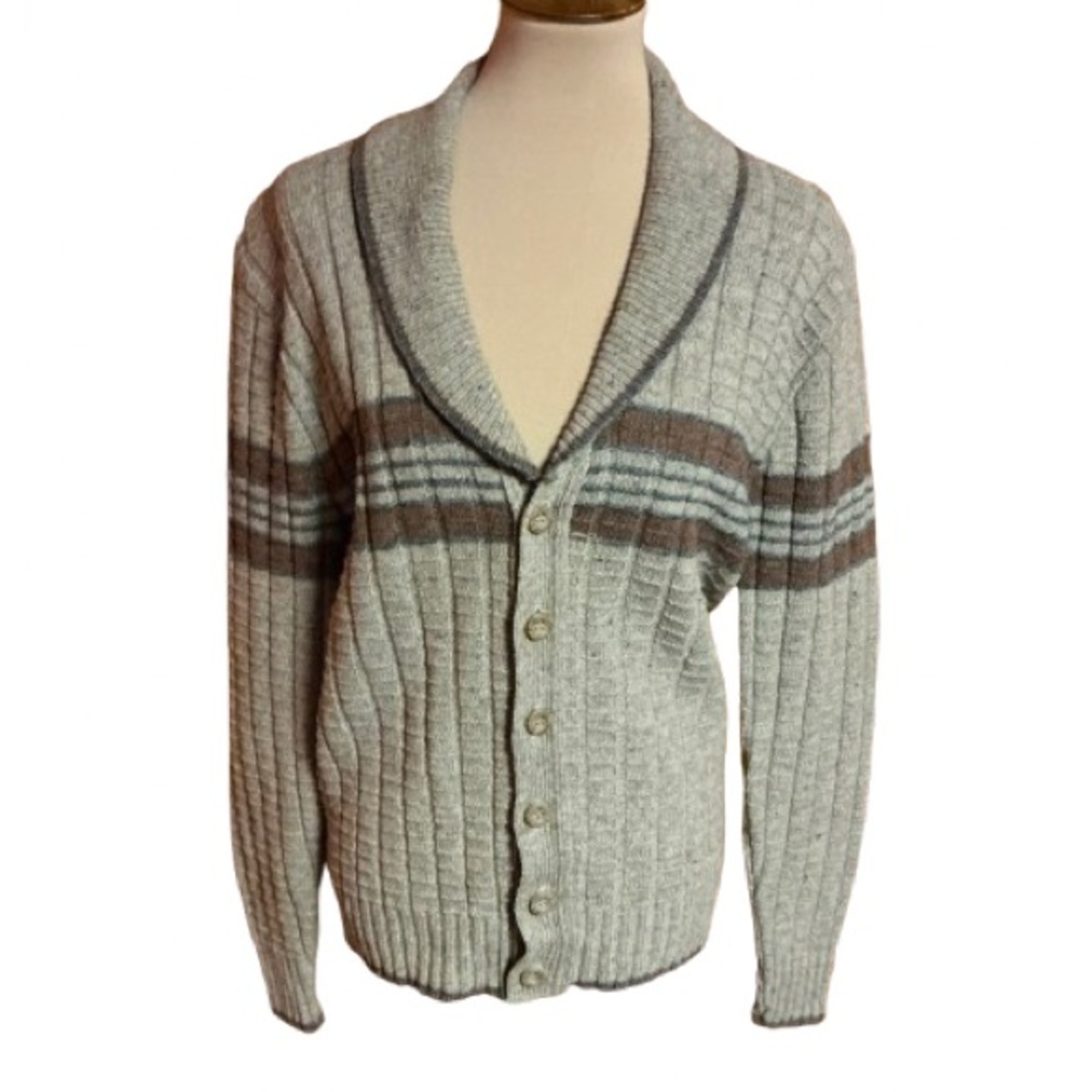 Vintage 70s striped grandpa cardigan